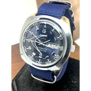 Sicura Men's Watch Satellite Swiss Automatic Blue Dial Day Date Nylon Strap 42mm